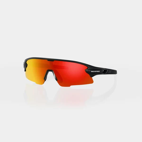 Strider Ember sunglasses with a red-orange mirrored lens